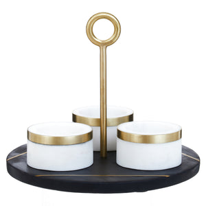 Omari Condiment Set With Black Slate Tray