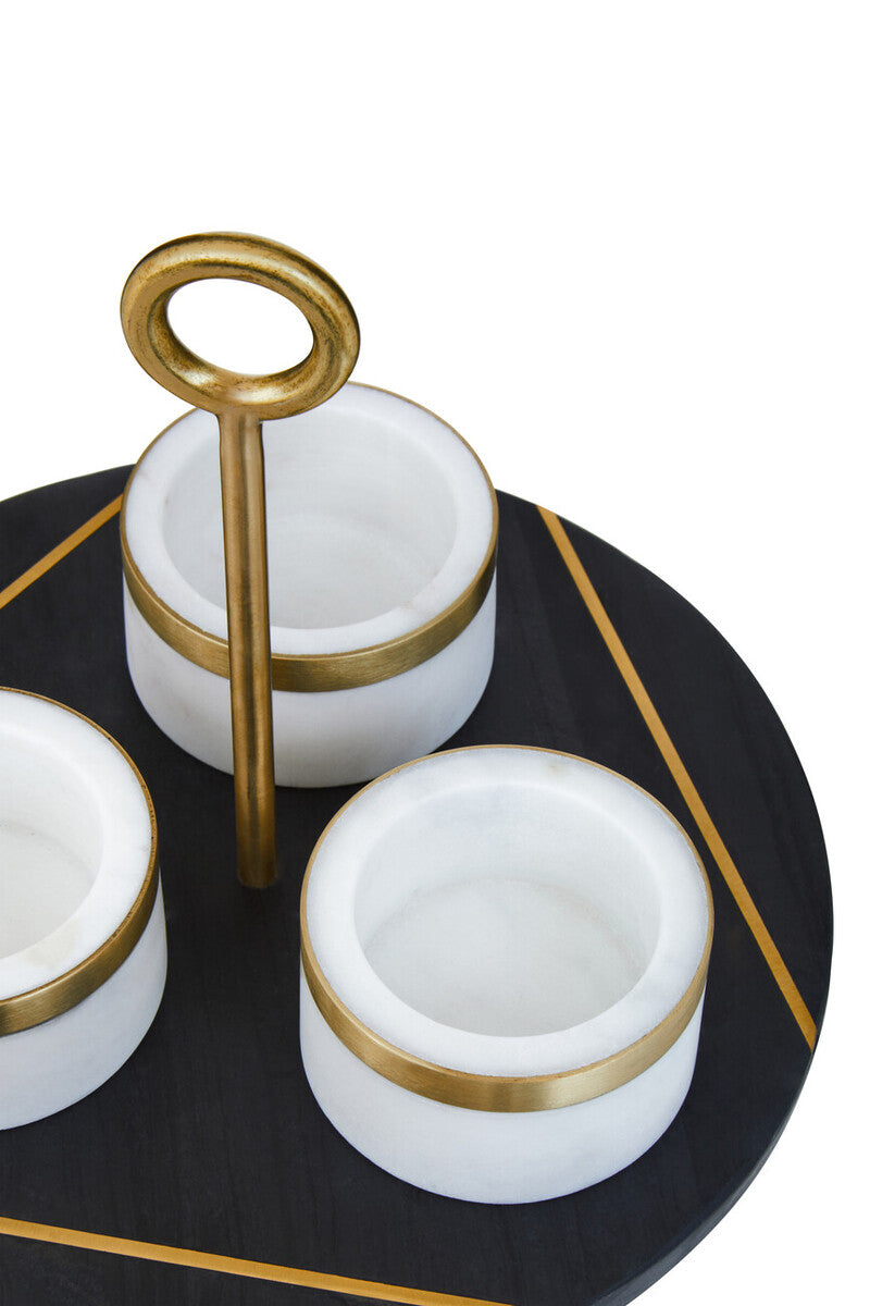 Omari Condiment Set With Black Slate Tray