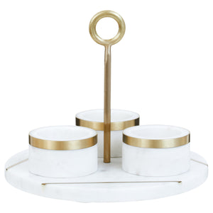 Omari White Marble Condiment Set With Tray