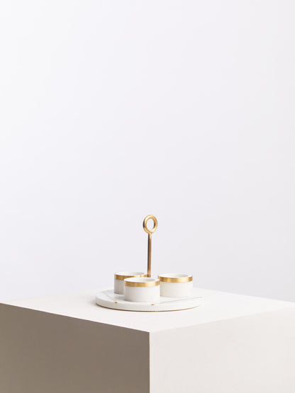 Omari White Marble Condiment Set With Tray