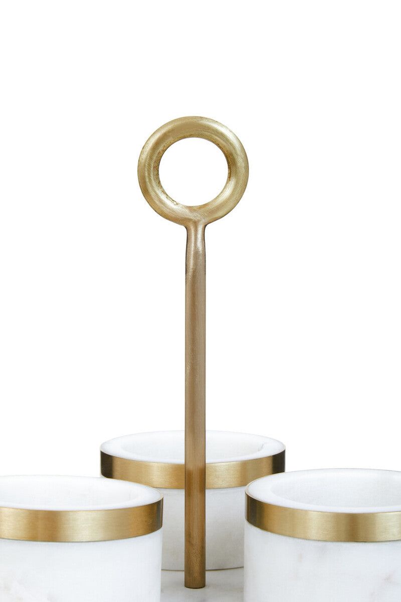 Omari White Marble Condiment Set With Tray