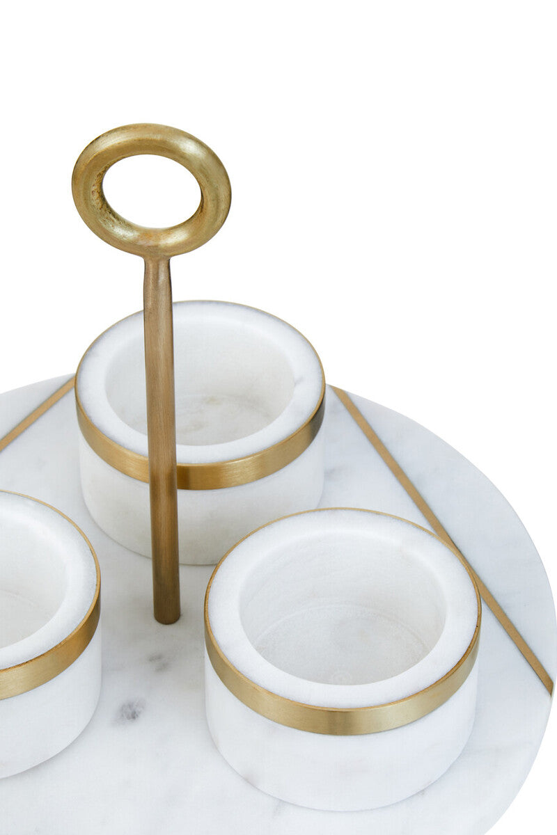 Omari White Marble Condiment Set With Tray - Image 13