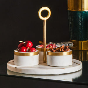 Omari White Marble Condiment Set With Tray