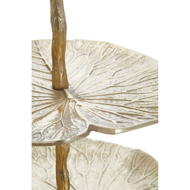 Salma Three Tier Lotus Leaf Golden Cake Stand
