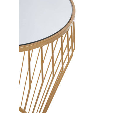 Avantis Round Side Table With Gold Polished Frame