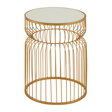 Avantis Gold Metal Wireframe Round Side Table