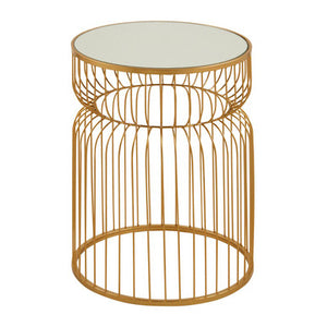 Avantis Gold Metal Wireframe Round Side Table