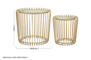 Avantis Set Of Two Champagne Wireframe Side Tables
