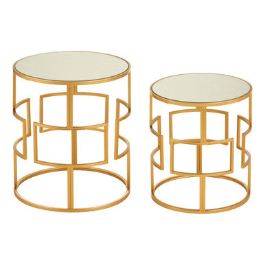 Avantis Set Of Two Gold Metal Round Side Tables