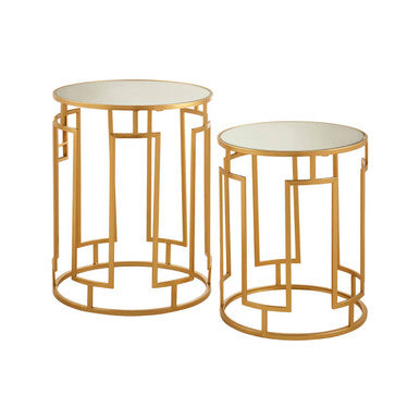 Avantis Set Of 2 Mirrored Top Round Side Tables