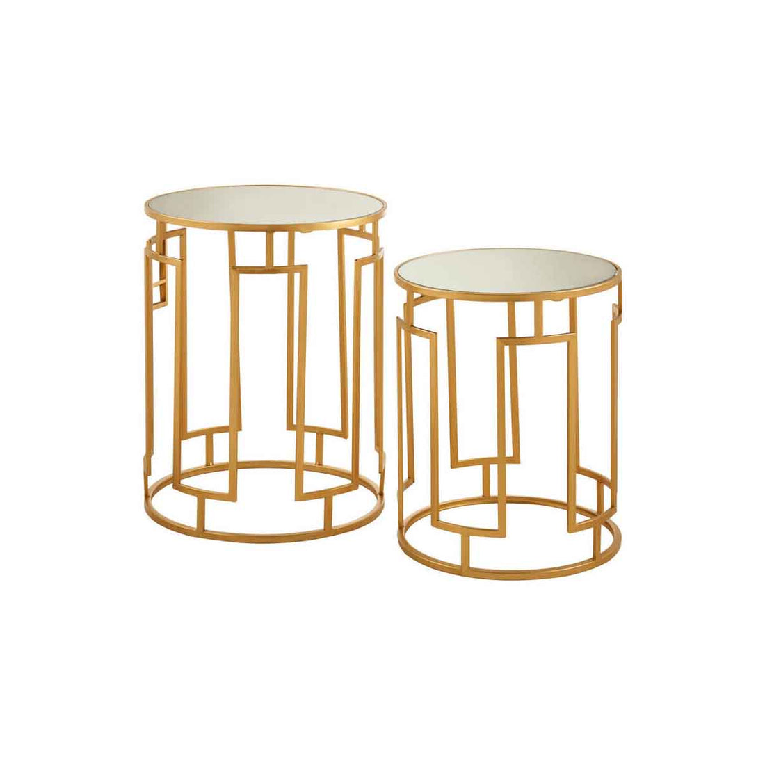 Avantis Set Of 2 Mirrored Top Round Side Tables