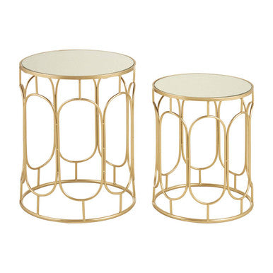 Avantis Set Of 2 Champagne Metal Side Tables