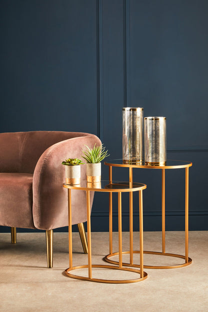 Avantis Gold Finish Set Of 2 Oval Side Tables - Image 3
