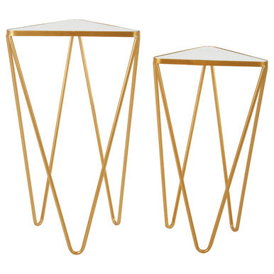 Avantis Set Of 2 Gold Finish Triangle Tables