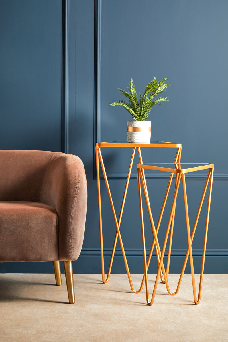 Avantis Set Of 2 Gold Finish Triangle Tables