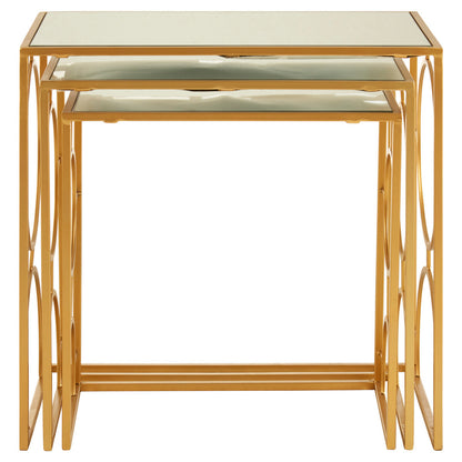 Avantis Set Of 3 Gold Finish Nesting Side Tables