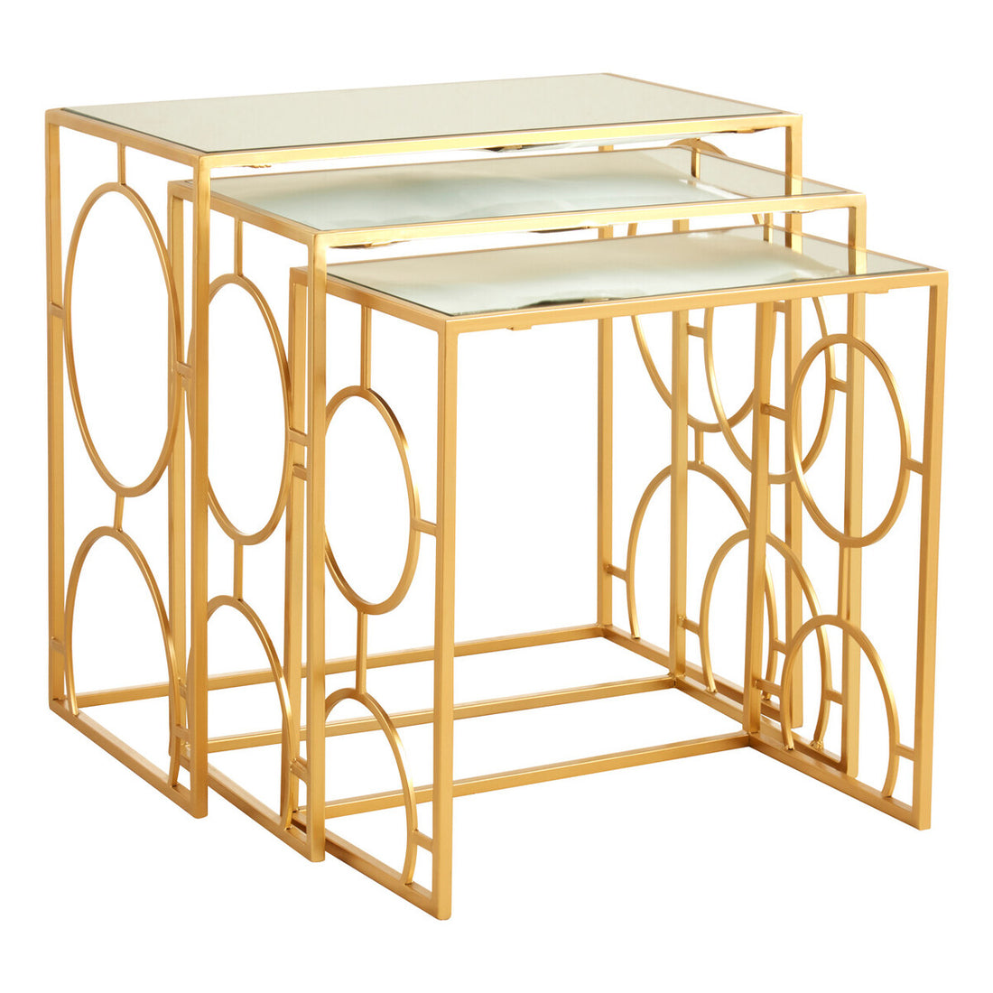 Avantis Set Of 3 Gold Finish Nesting Side Tables