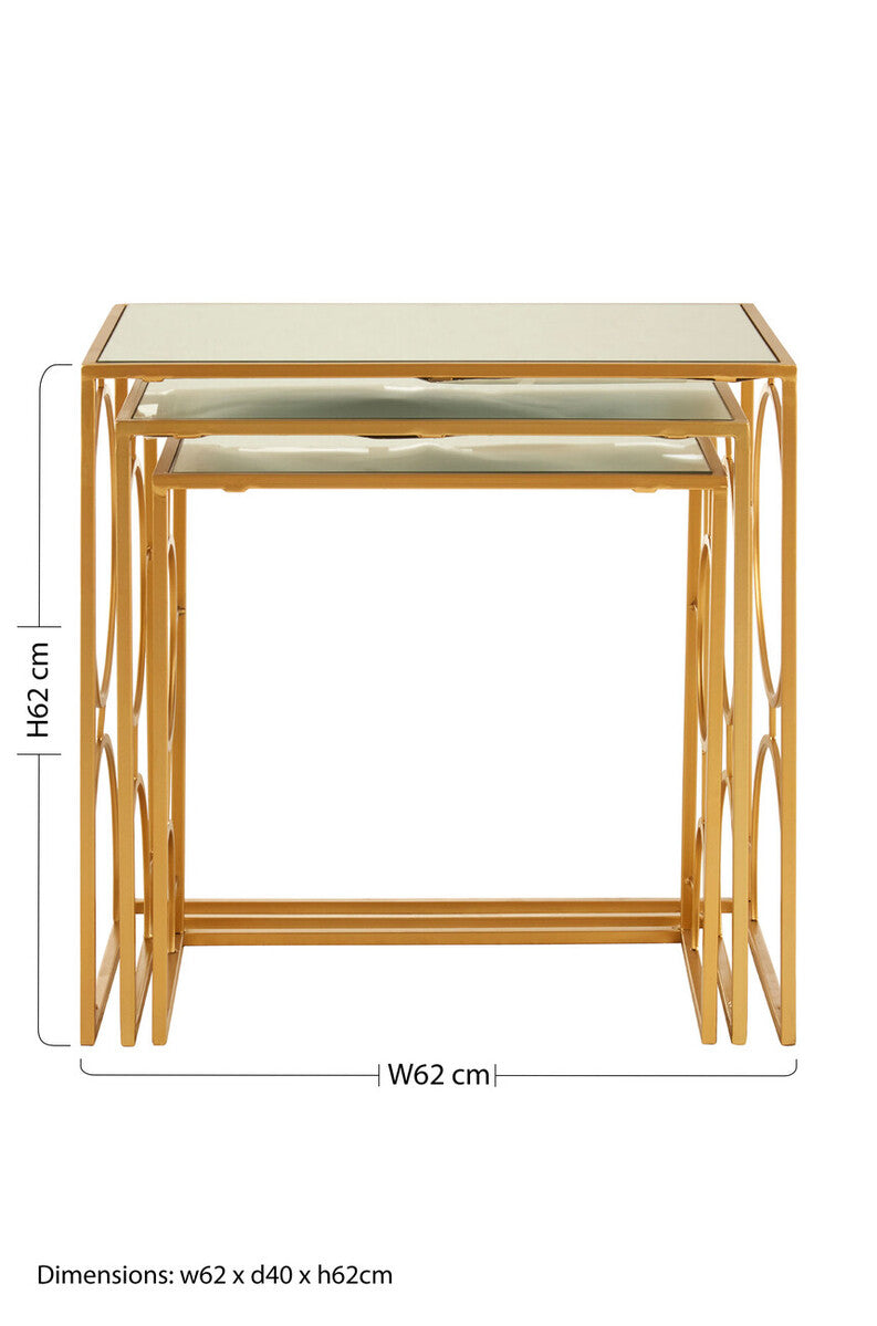 Avantis Set Of 3 Gold Finish Nesting Side Tables
