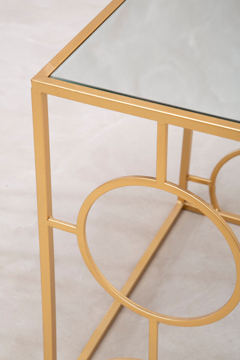 Avantis Set Of 3 Gold Finish Nesting Side Tables