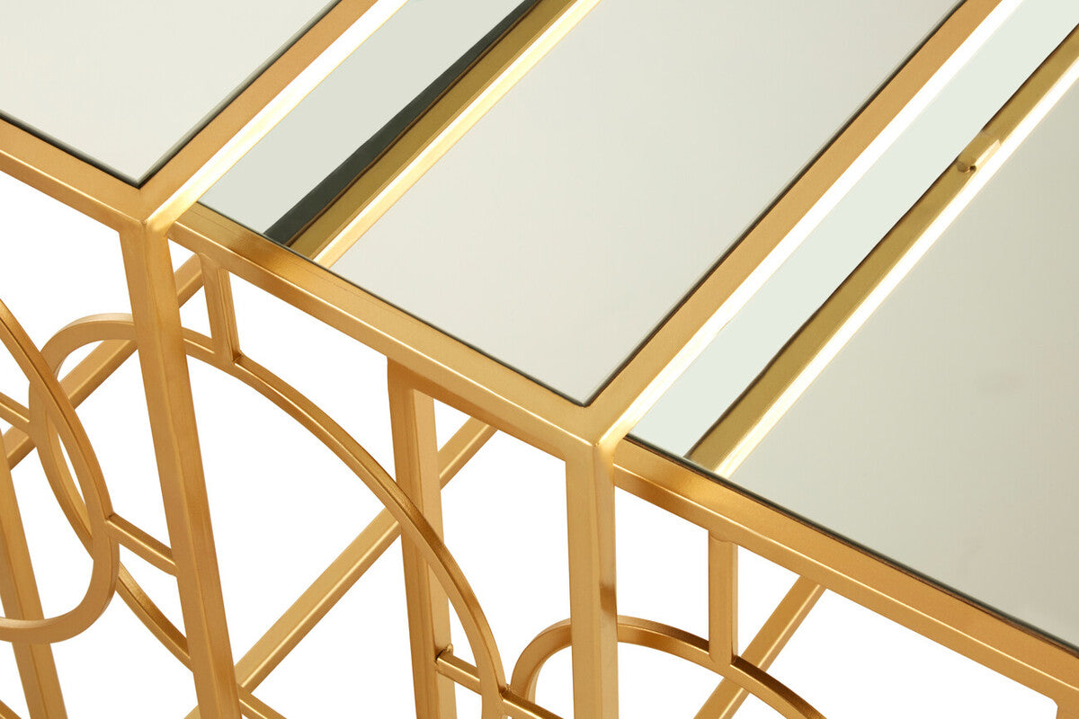 Avantis Set Of 3 Gold Finish Nesting Side Tables