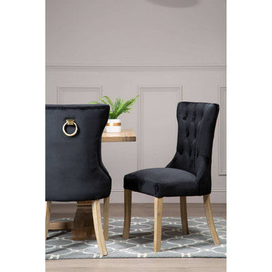 Kensington Townhouse Black Buttoned Dining Chair