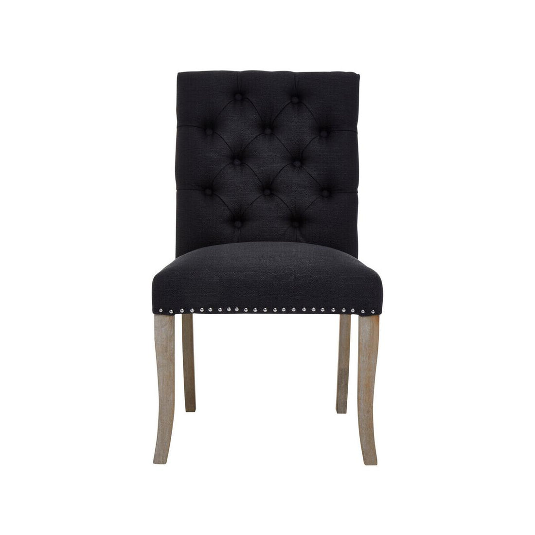 Kensington Townhouse Black Linen Dining Chair with Wooden Legs
