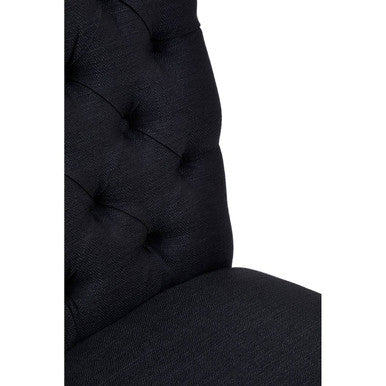 Kensington Townhouse Black Linen Dining Chair with Wooden Legs