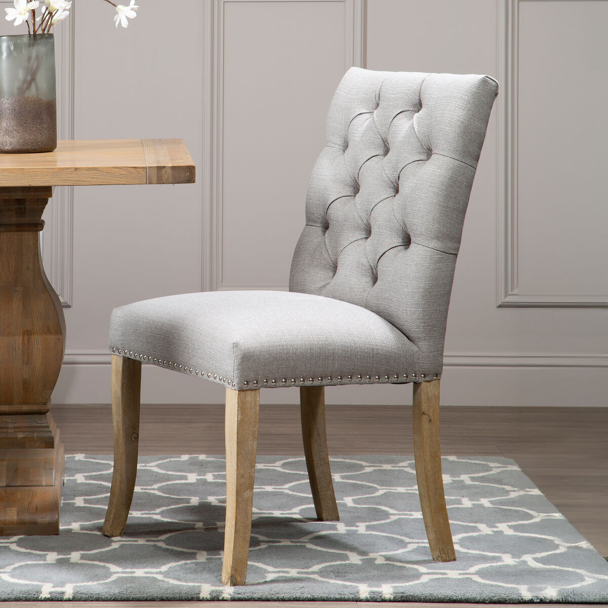 Kensington Townhouse Grey Linen Dining Chair - Image 1