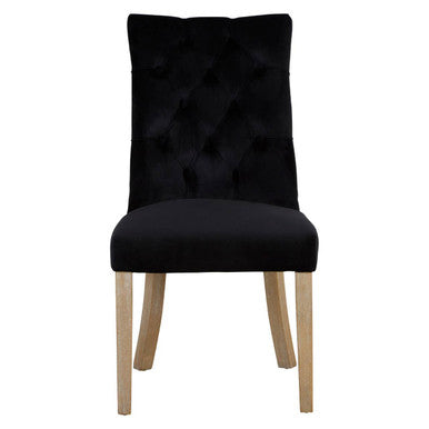 Kensington Townhouse Black Buttoned Dining Chair with Antique Legs