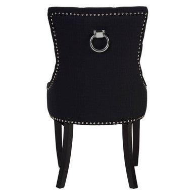 Kensington Townhouse Black Linen Studded Dining Chair