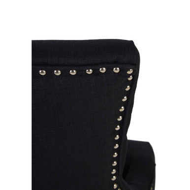 Kensington Townhouse Black Linen Studded Dining Chair