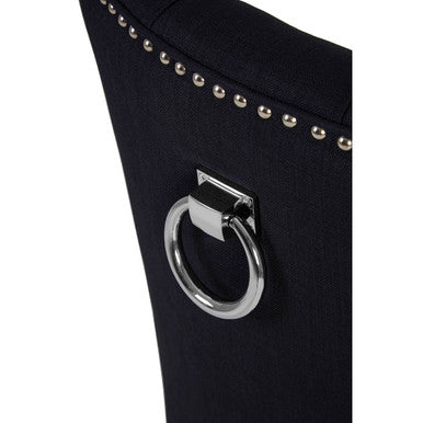 Kensington Townhouse Black Linen Studded Dining Chair - Image 9