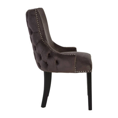 Kensington Townhouse Grey Velvet Button Tufted Dining Chair - Image 5
