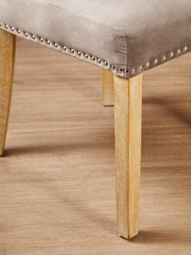 Kensington Townhouse Grey Velvet Dining Chair with Antique Legs