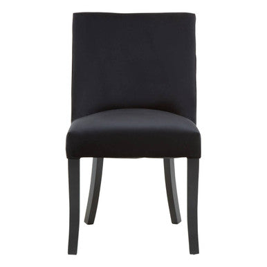 Kensington Townhouse Black Velvet Dining Chair with Black Rubberwood Legs