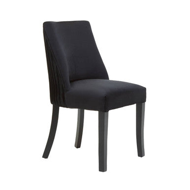 Kensington Townhouse Black Velvet Dining Chair with Black Rubberwood Legs