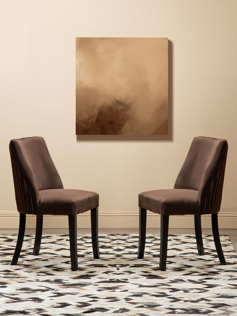 Kensington Townhouse Mink Velvet Dining Chair With Wooden Legs