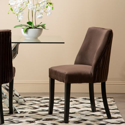 Kensington Townhouse Mink Velvet Dining Chair With Wooden Legs