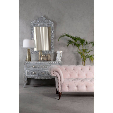 Suri 3 Seat Blossom Fabric Chesterfield Sofa