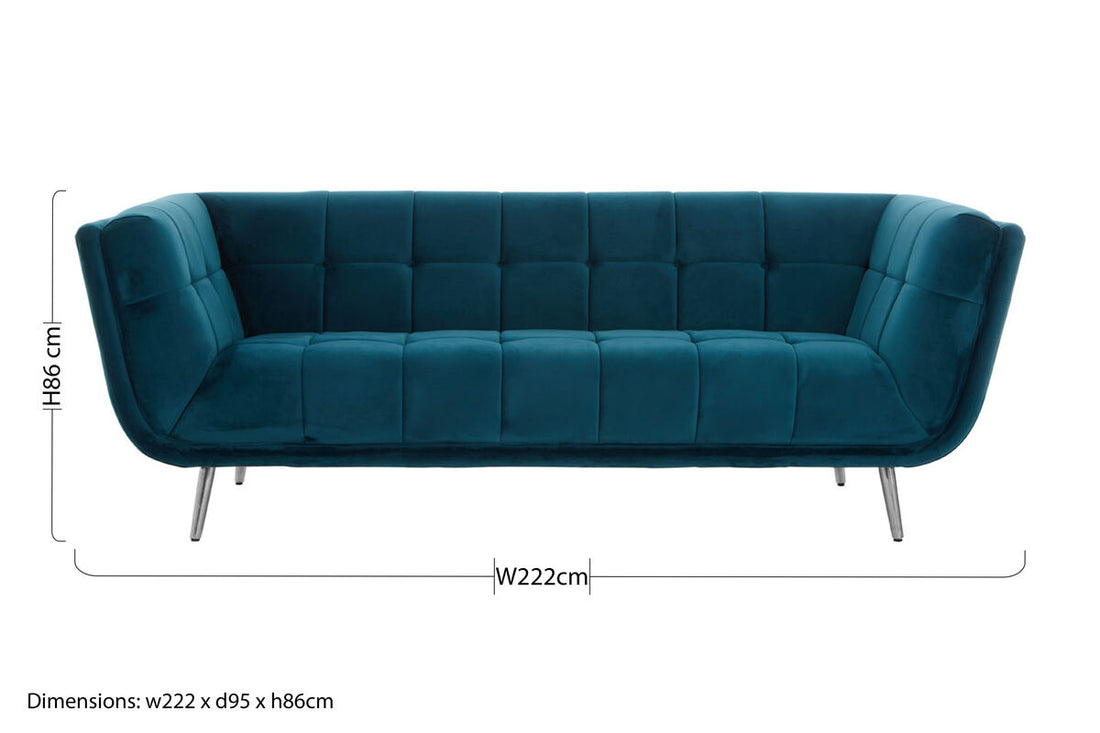3 Seater Green Fabric Sofa, Sabine - Image 8
