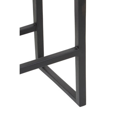 Kendari Black Leather And Teak Wood Bar Chair - Image 6