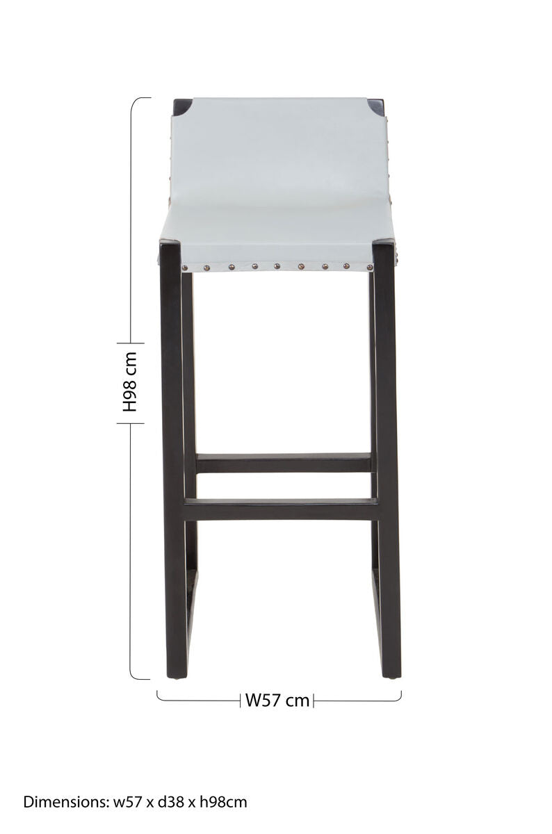 Kendari Grey Leather Bar Stool