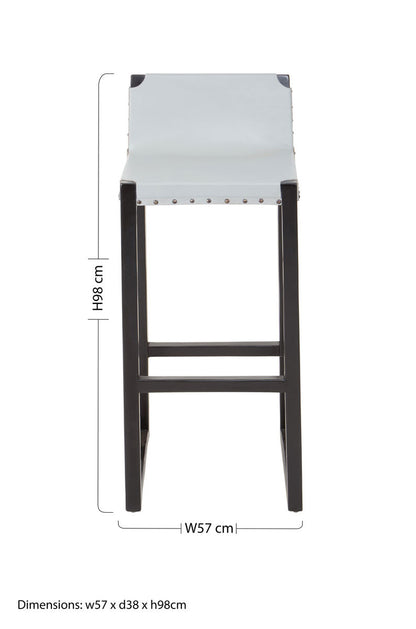Kendari Grey Leather Bar Stool