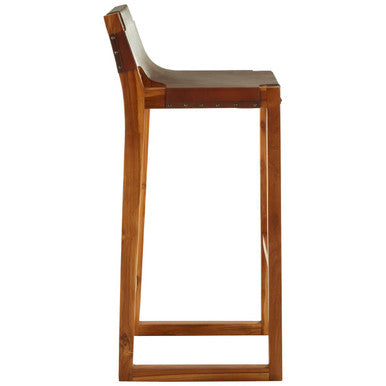 Kendari Brown Leather Barstool