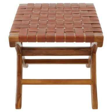 Kendari Brown Leather Stool