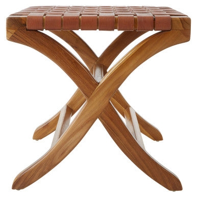Kendari Brown Leather Stool
