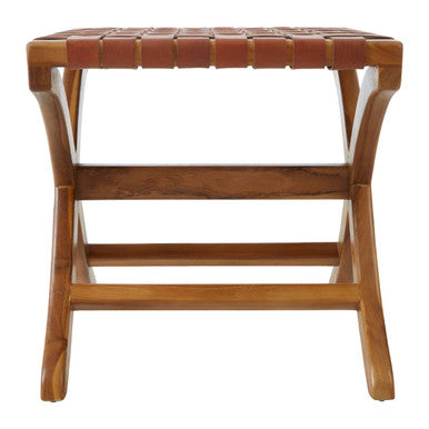 Kendari Brown Leather Stool