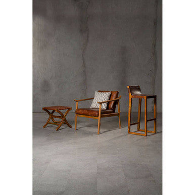 Kendari Brown Leather Stool