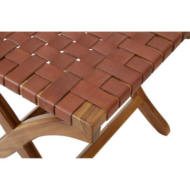 Kendari Brown Woven Leather Stool - Image 6
