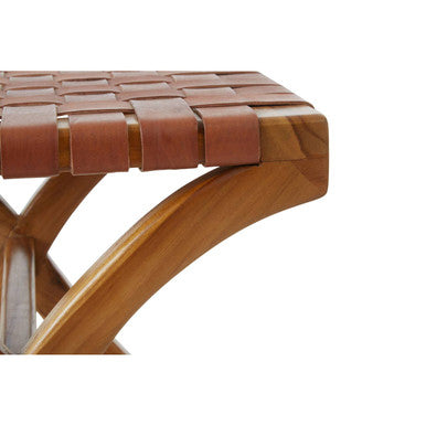 Kendari Brown Leather Stool